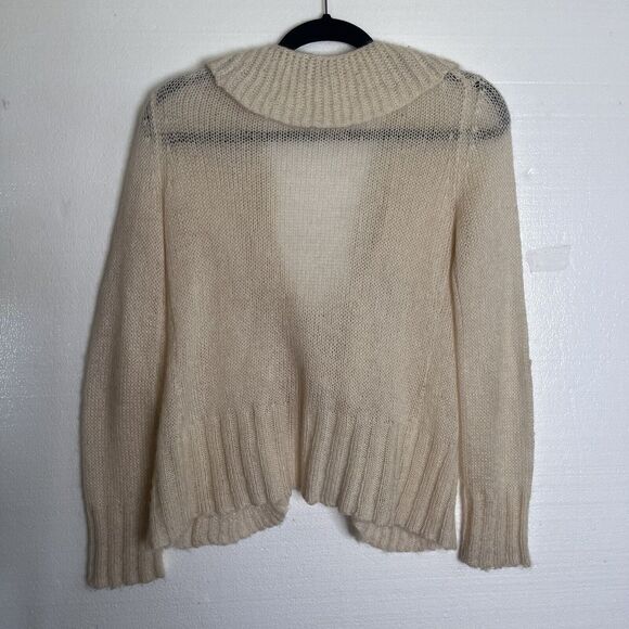 Caslon Ivory Knit Mohair Blend Waterfall Collar Cardigan Sweater size medium - Picture 5 of 7